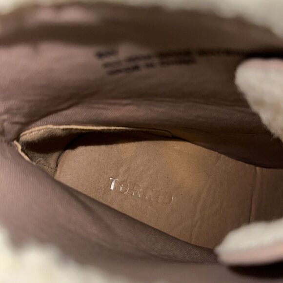 Torrid Foldover Lace Up Shearling Combat Bootie Block Heels Womens 8 W Tan New - Picture 8 of 13